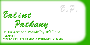 balint patkany business card